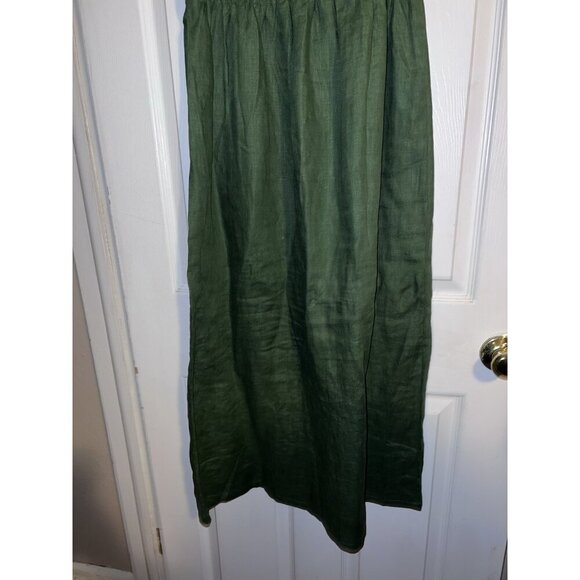 FAITHFULL THE BRAND Green Linen Smocked Sleeveless Midi Dress Button Down Sz 10 - Picture 10 of 16